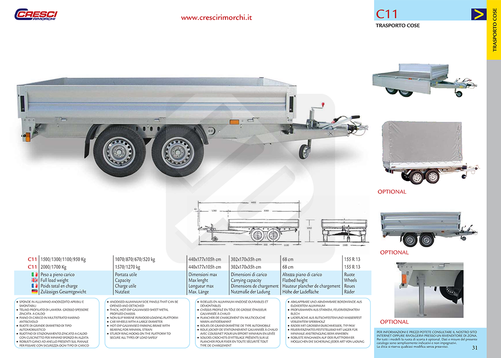 Rimorchi per trasporto cose: Carrello Cresci Rimorchi C11